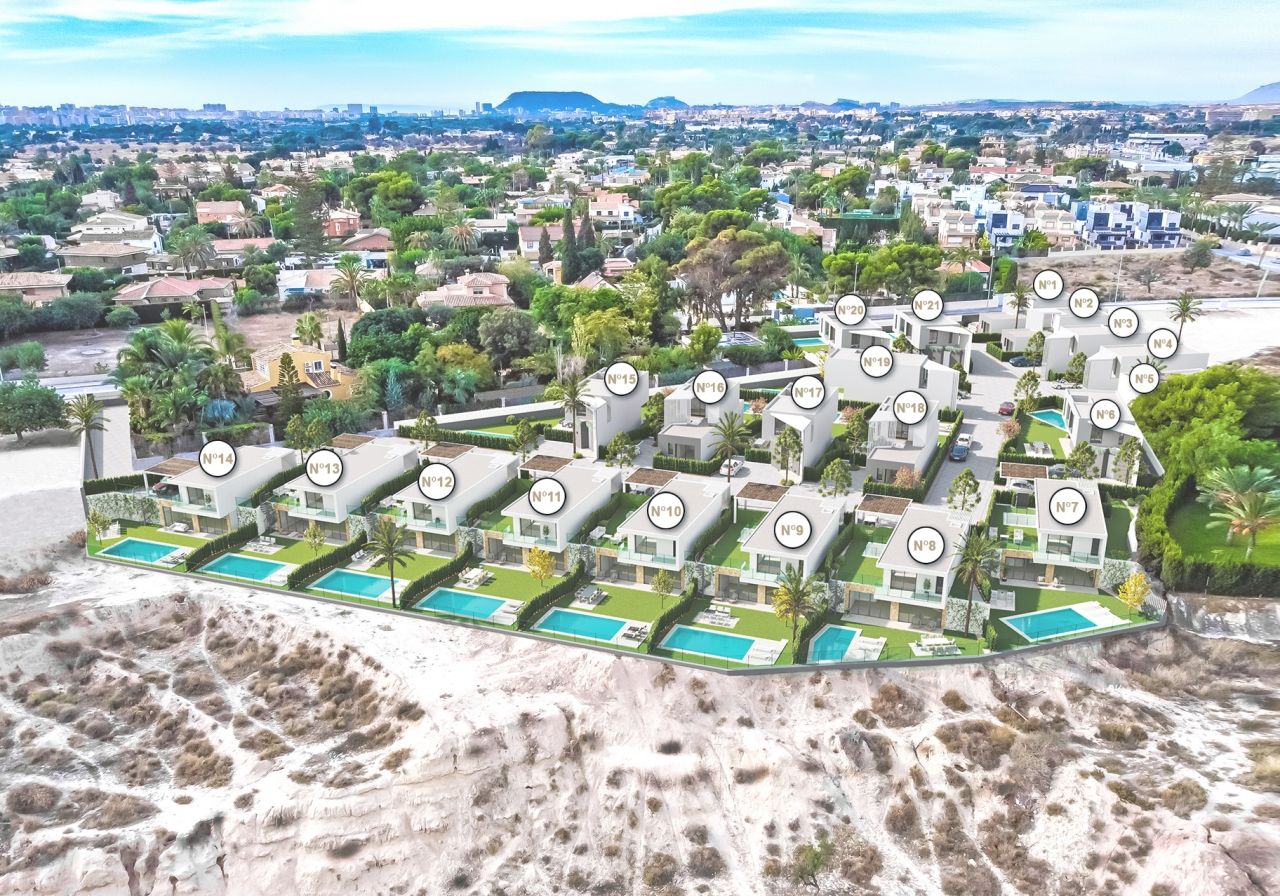 EN VENTA 21 VILLAS UNIFAMILIARES CON JARDÍN Y PISCINA EN ALICANTE