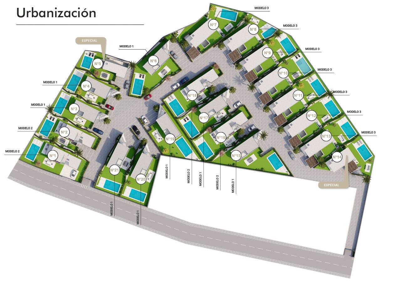 EN VENTA 21 VILLAS UNIFAMILIARES CON JARDÍN Y PISCINA EN ALICANTE